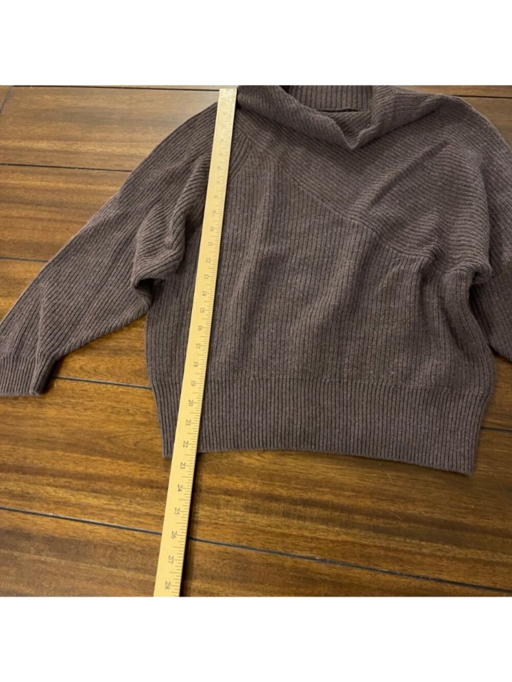 NWOT Brochu Walker Brown Wool Blend Cowl Neck Ribbed Sweater XS FVA3110 - Picture 5 of 11
